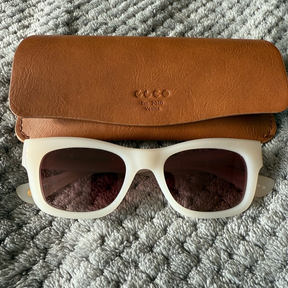 Cleo White Sunglasses with Case